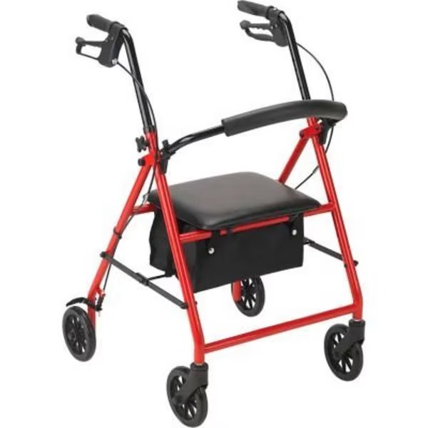 Dynarex DynaGo Advantage Rollator, Red, Dynarex, Mfr#: 10205